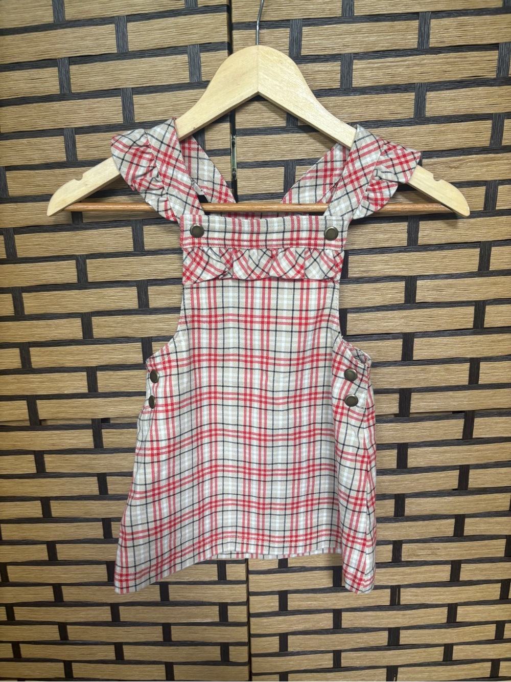 Max studio red plaid jumper dress size 3T